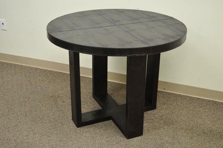 Serge de Troyer Modern Alligator Embossed Italian Leather Round Center Table