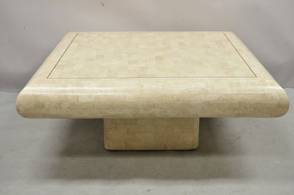 Vtg Maitland Smith Tessellated Stone Inlay Modern Square Pedestal Coffee Table