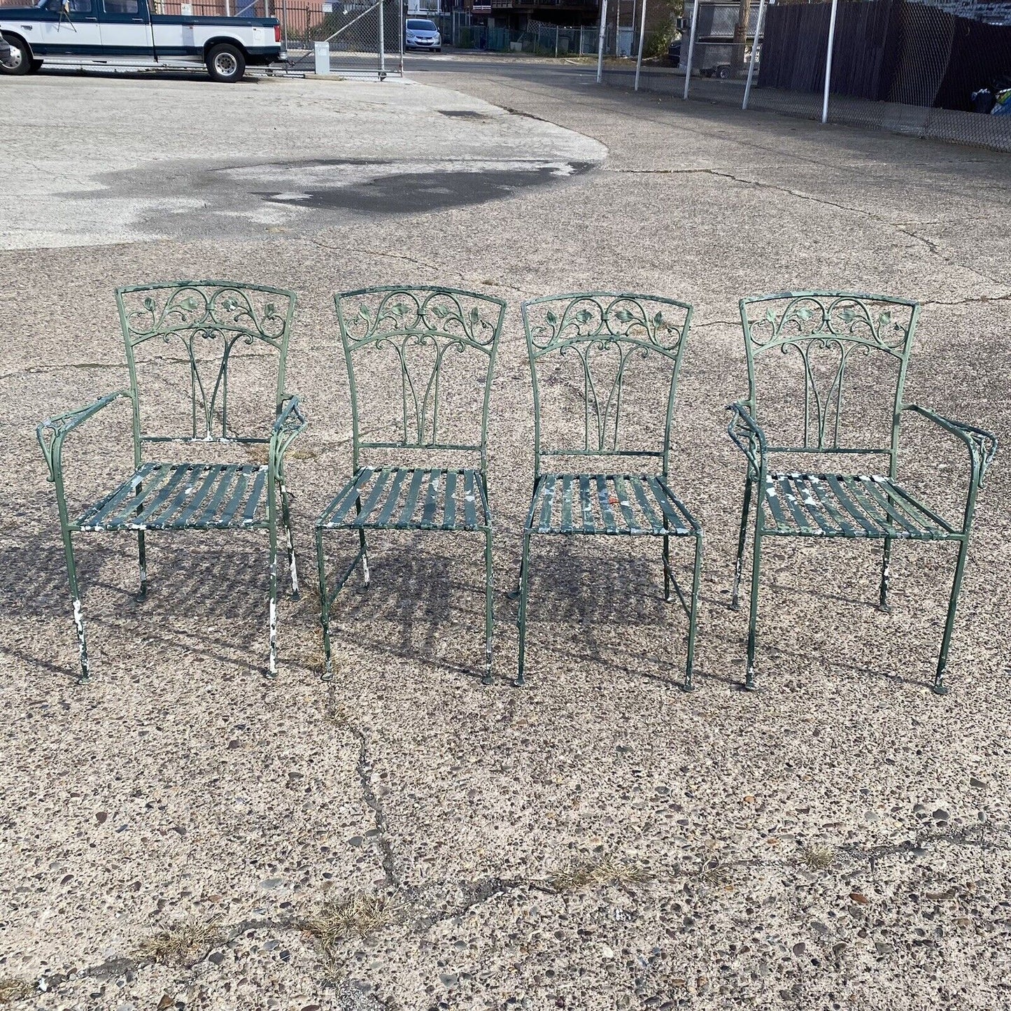 Vintage Salterini Leaf Vine Patio Garden Dining Set Glass Oval Table - 5 Pc Set