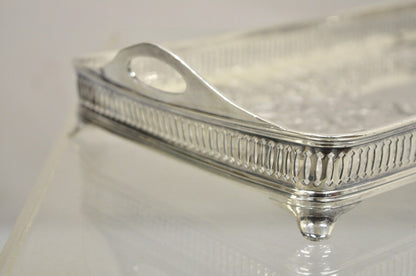 Vintage Wilcox Victorian Floral Engraved Narrow Silver Plated Trinket Dish