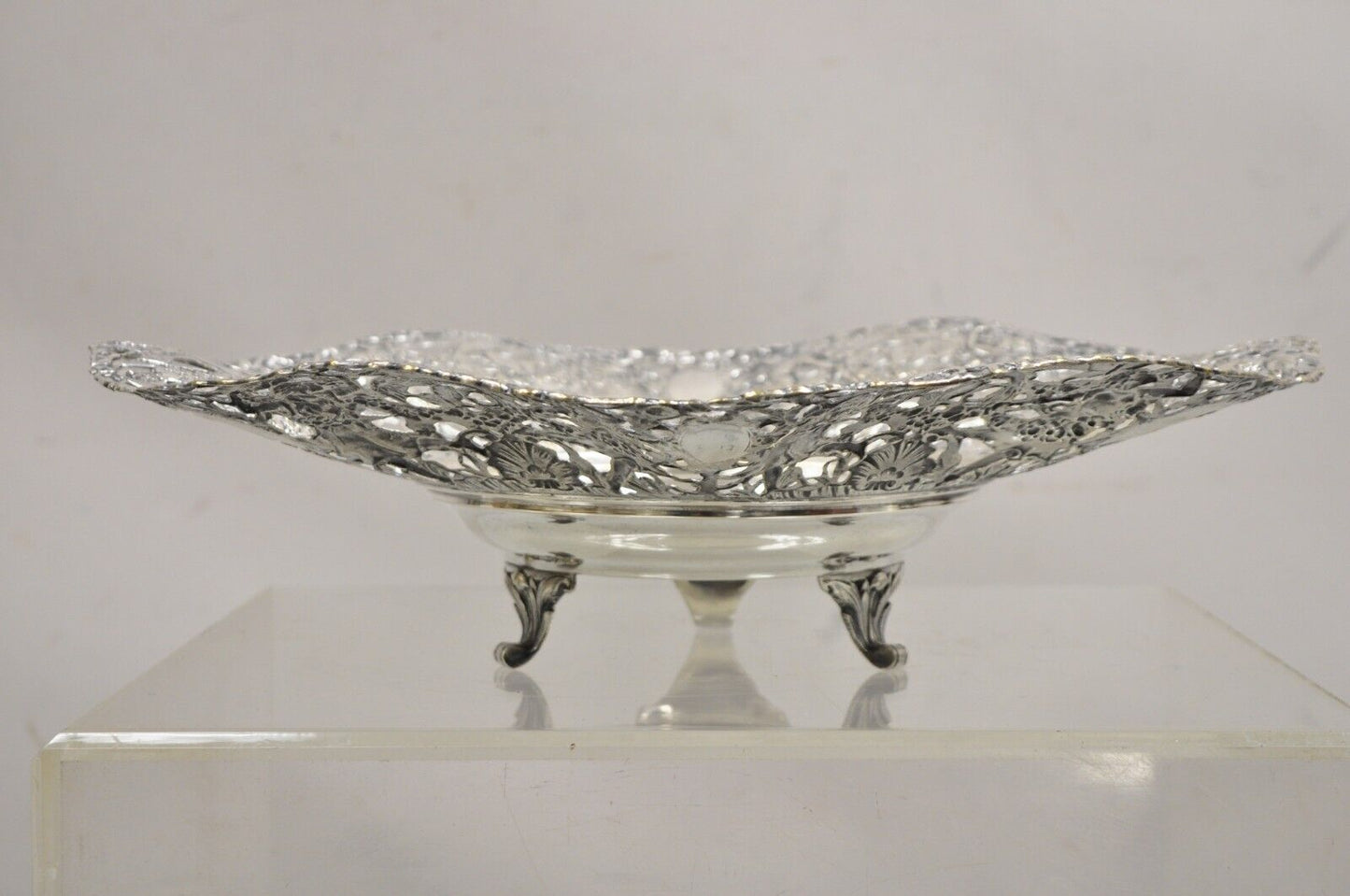 Vintage William Adams WA Spain Silver Plated Figural Repousse Large Fruit Bowl