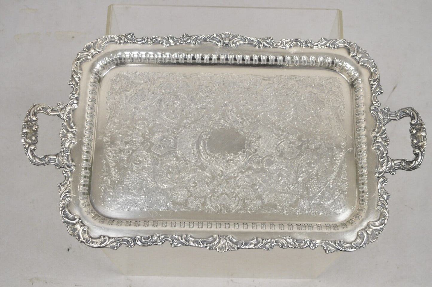 Vintage Community Ascot 0316-5 Pierced Gallery Silver Plate Serving Platter Tray