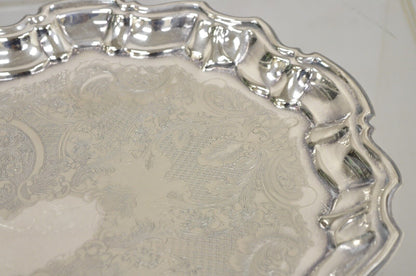 Vintage Leonard Silver Plated Pressed Metal Scalloped Serving Platter Dish