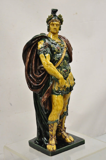 Majolica Alexander the Great Greek Warrior Soldier Glazed Pottery Sculpture