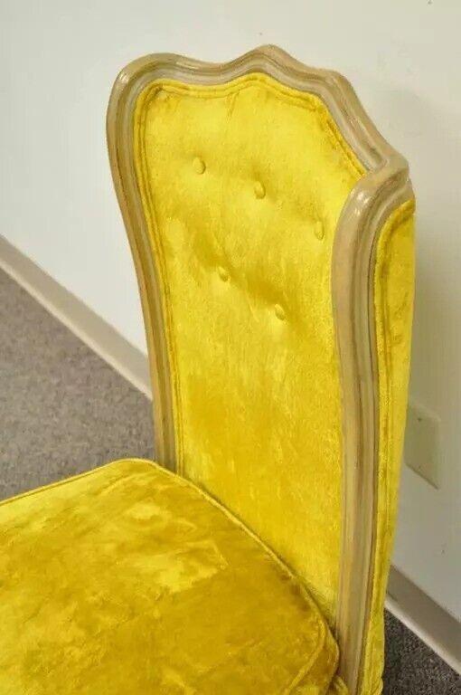 French Louis XV Provincial Style Yellow Boudoir Curved Back Gold Slipper Chair