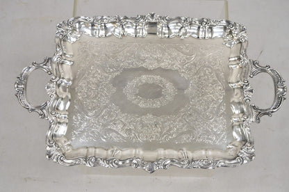 Vintage Sheffield Victorian Style Silver Plated Rectangular Serving Platter Tray