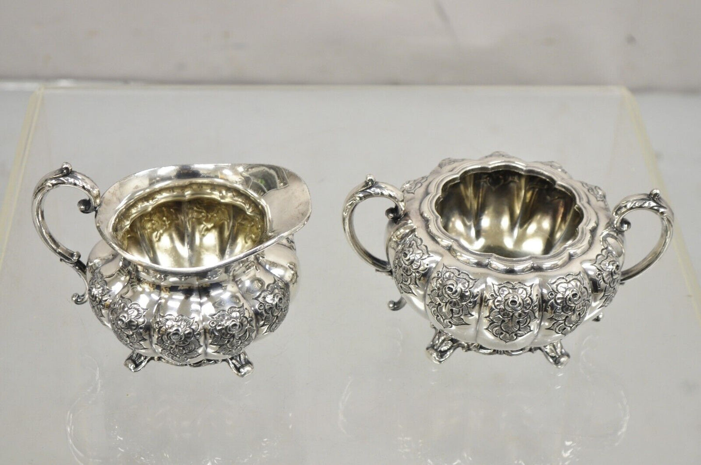 Vintage Victorian 1881 Rogers Canada Silver Plated Sugar Bowl and Creamer Set