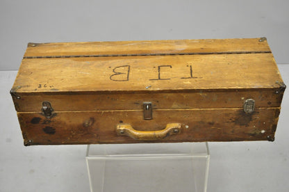 Antique Wooden Tool Chest Storage Box Carved Initials Signed "T.J.B. "78"