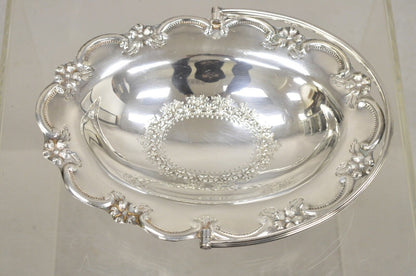 L & WS English Victorian Silver Plated Footed Fruit Bread Basket with Handle