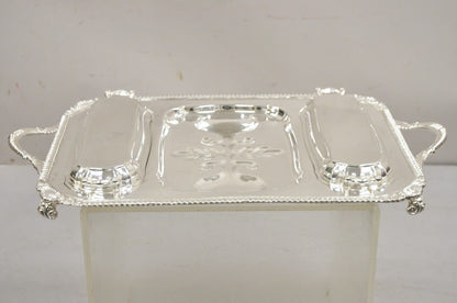 English Victorian Silver Plated Meat Cutlery Serving Platter Tray w/ Covers