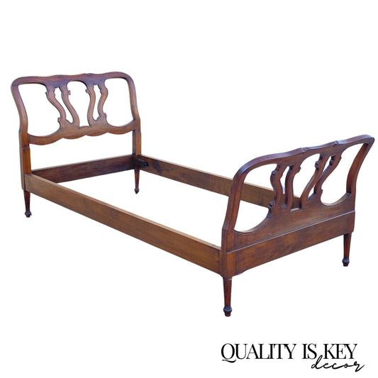 Vintage French Provincial Italian Cherry Wood Georgian Twin Bed Frame Daybed