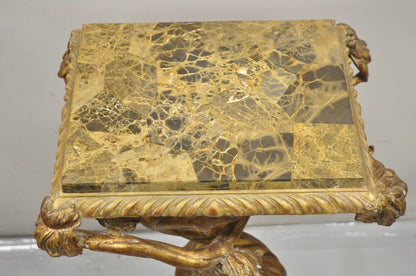 Maitland Smith Italian Grotto Style Branch and Bird Figural Pedestal Side Table