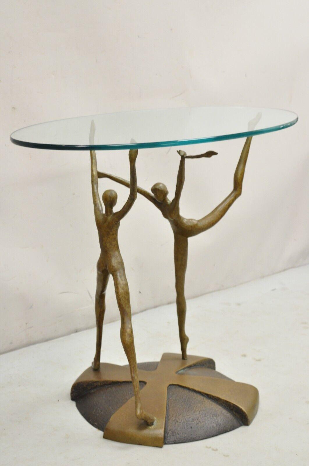 Vintage Jim Jeffries Bronze Dancers Ballerina Sculpture Console Side Table