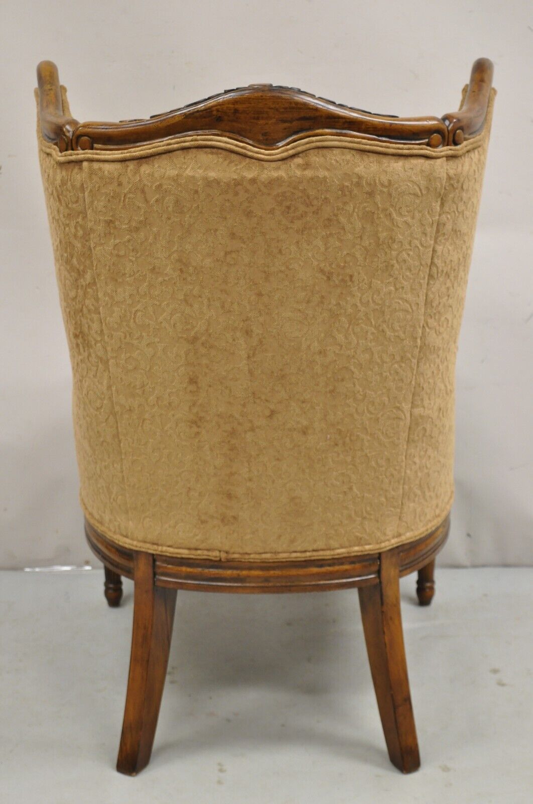 Italian Renaissance Style Carved Wingback Upholstered Armchair