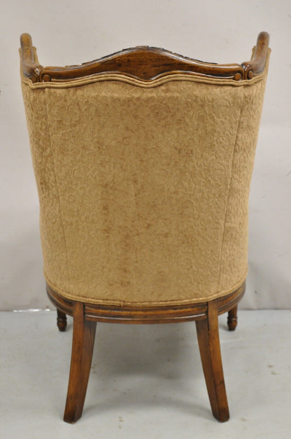 Italian Renaissance Style Carved Wingback Upholstered Armchair