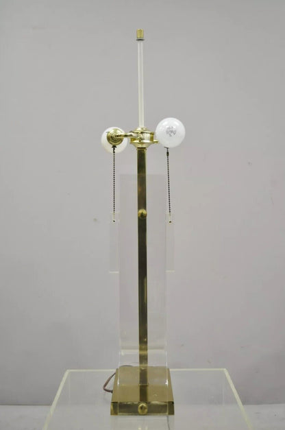 Vintage Laurel Mid Century Modern Sculptural Lucite & Brass Table Lamp