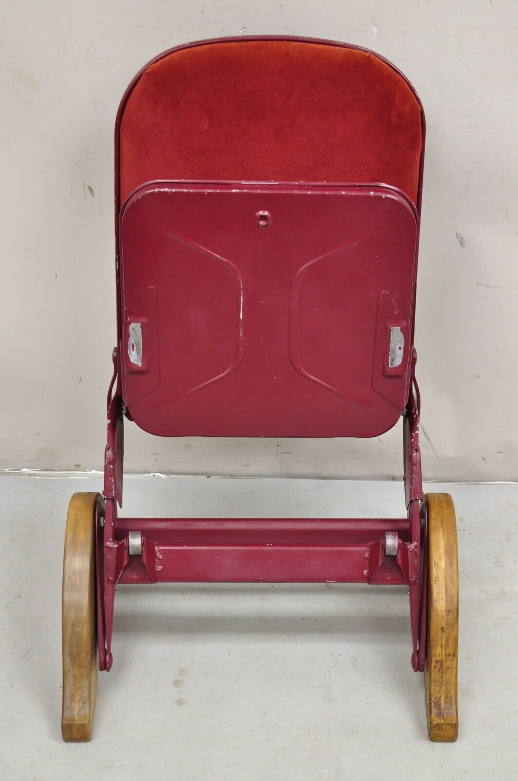 Vintage Art Deco Style Fold and Recline Red Low Theater Seats Chairs - a Pair