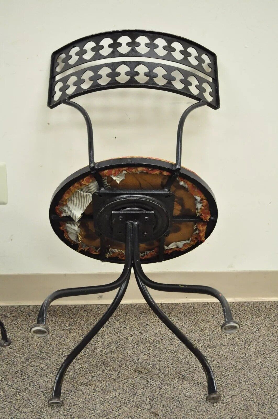 Gallo Salterini Style Mid Century Modern Wrought Iron Swivel Chairs - a Pair