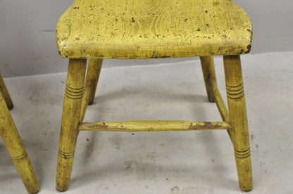 Frederick Loeser & Co Yellow Primitive Hitchcock Style Side Chairs - Pair (A)