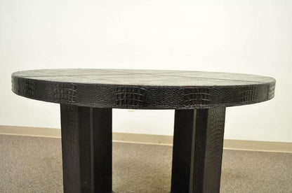 Serge de Troyer Modern Alligator Embossed Italian Leather Round Center Table