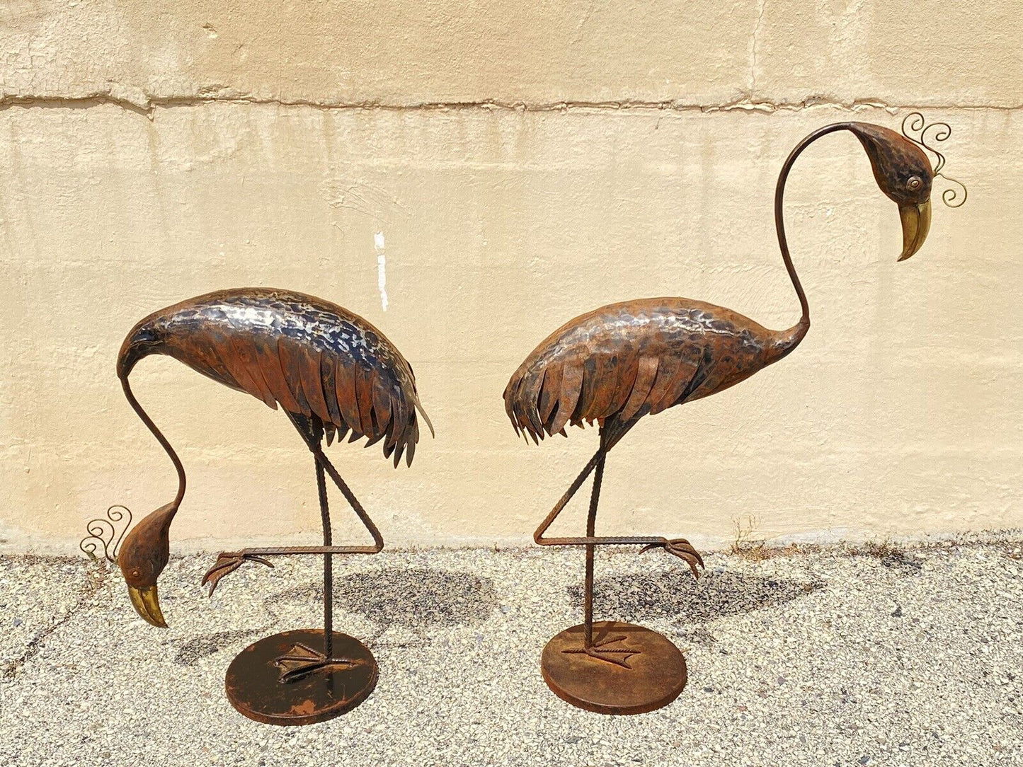 Decorator Steel Metal Heron Bird Flamingo Garden Sculpture Statue - a Pair