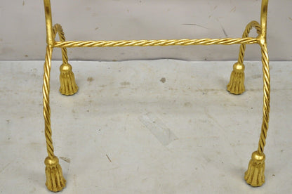 Vtg Italian Hollywood Regency Gold Gilt Metal Iron Towel Rack with Tassel Feet