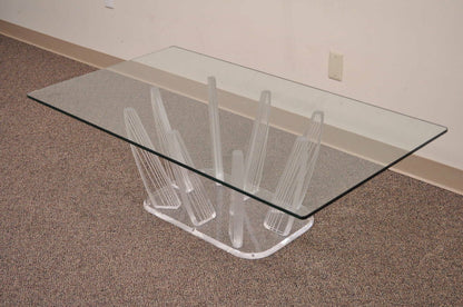 Mid Century Modern Sculptural Lucite & Glass Rectangular "Fingers" Coffee Table