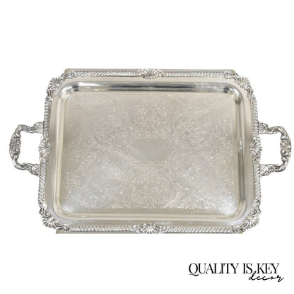 Vintage Sheffield England Victorian Style Silver Plated Serving Platter Tray