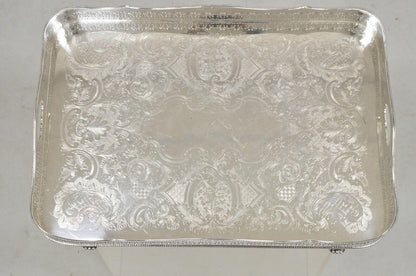 Antique English Sheffield Adams Silver Plated Scalloped Serving Platter Tray