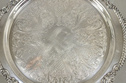 Vintage Sheffield Victorian Style Silver Plated Round Twin Handle Platter Tray