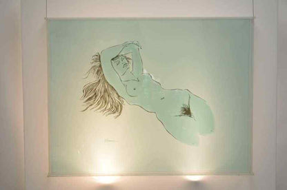 Large Eugene Massin Acrylic Lucite Nude Woman Wall Art Light Box Sculpture 45x51