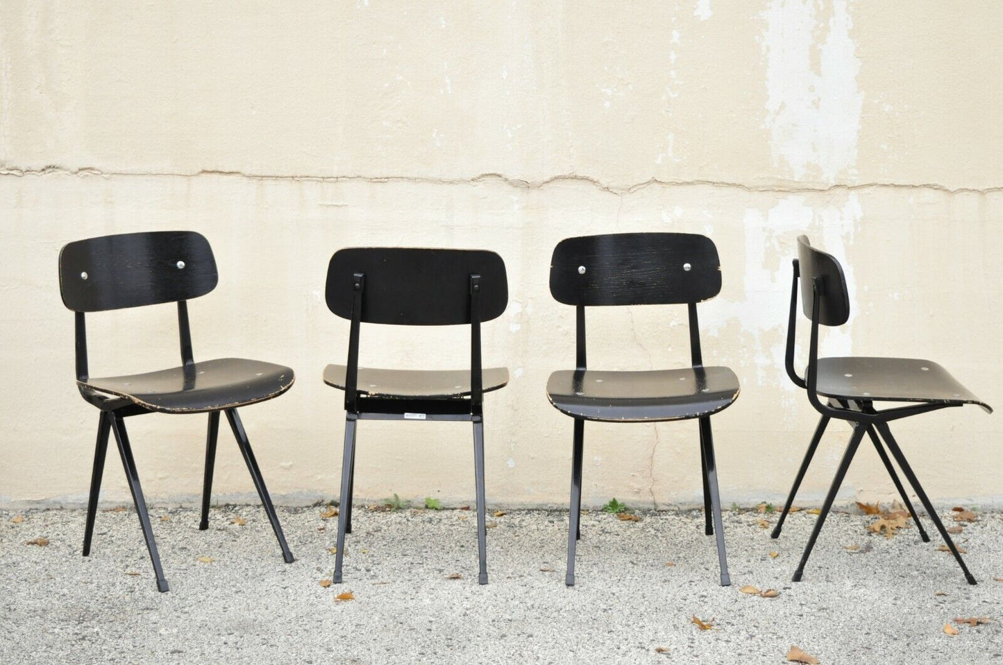 Industry West Madewell Industrial School Side Chair Black Metal Frame - Set of 4