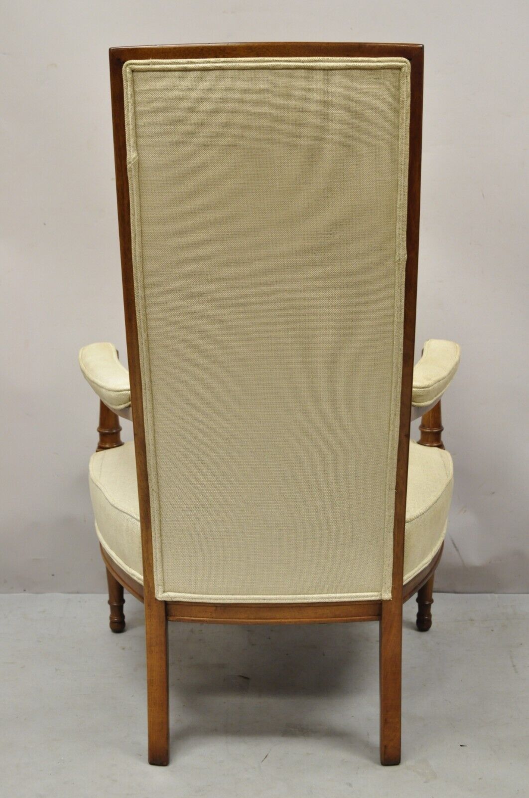 Vintage Italian Hollywood Tall Back Upholstered Lounge Arm Chair