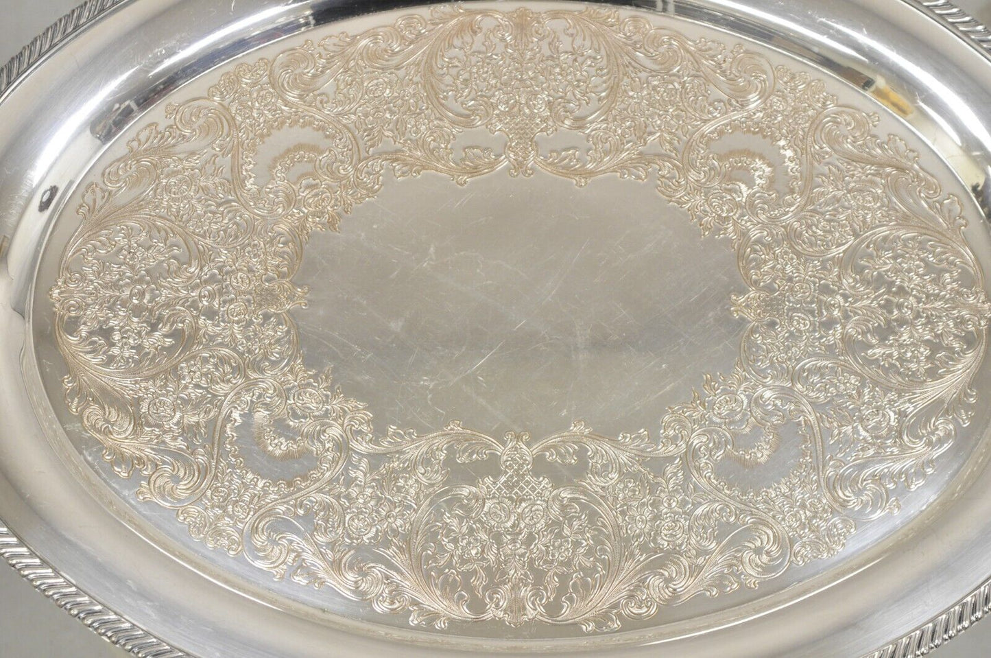 WM Rogers 4082 Silver Plated Victorian Oval Serving Platter Tray