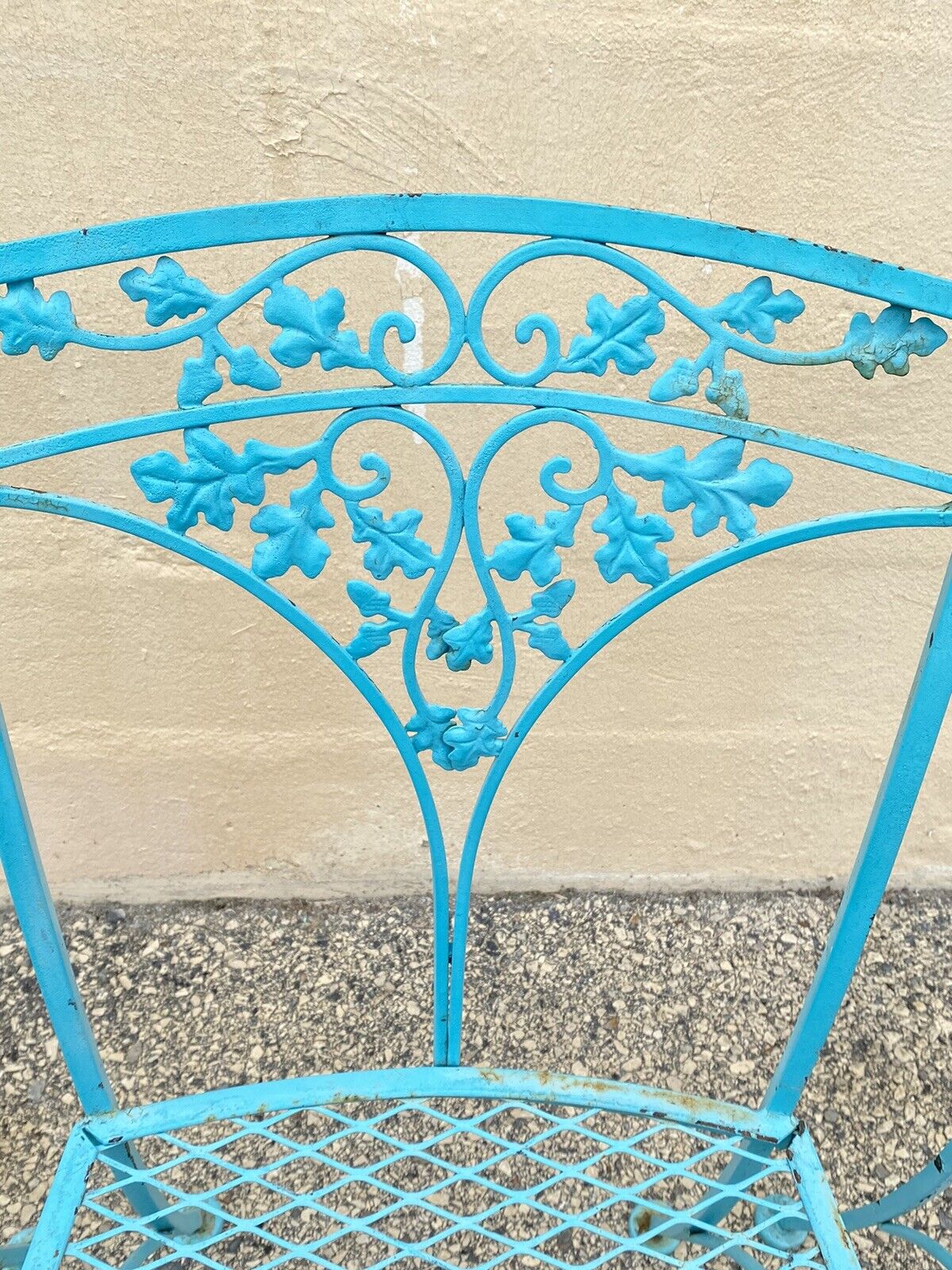 Vintage Woodard Orleans Pattern Wrought Iron Garden Patio Dining Chairs Set of 4