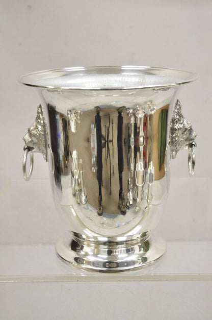 Vintage French Empire Silver Plated Champagne Chiller Ice Bucket w/ Lion Heads