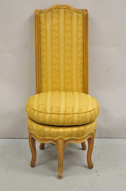 French Louis XV Provincial Style Five Leg Peach Painted Boudoir Slipper Chair