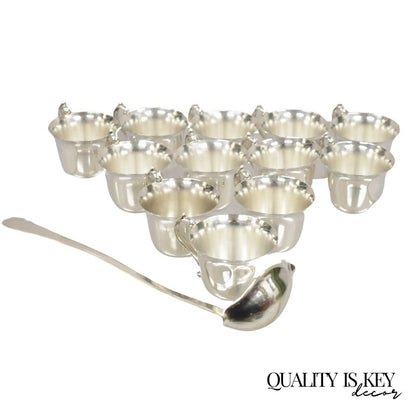 Vintage Pilgrim Regency Style Silver Plated Punch Bowl Cups & Ladle - 13 Pcs