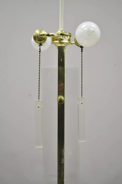 Vintage Laurel Mid Century Modern Sculptural Lucite & Brass Table Lamp