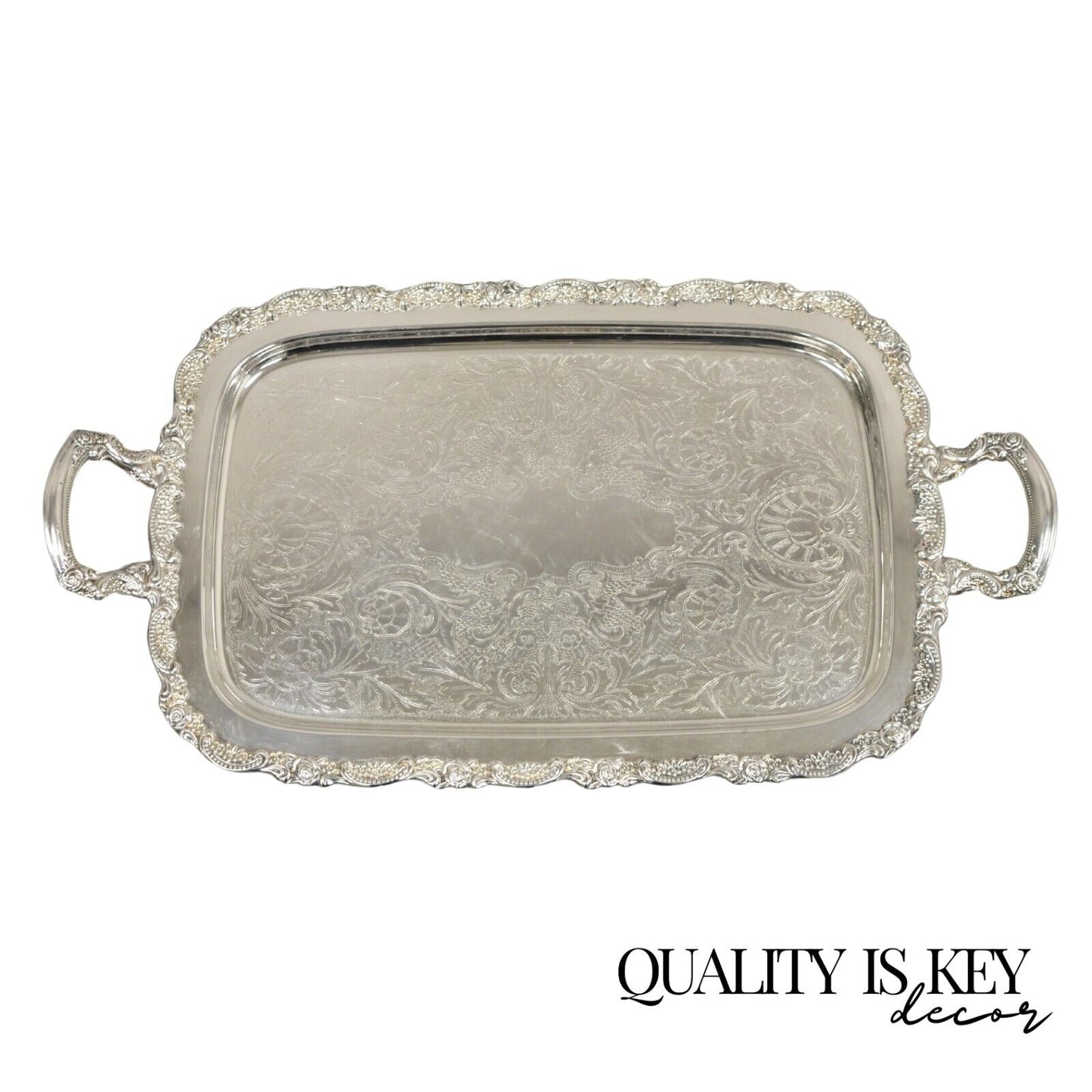 Vintage Oneida Silver Plated Victorian Style Butlers Serving Platter Tray