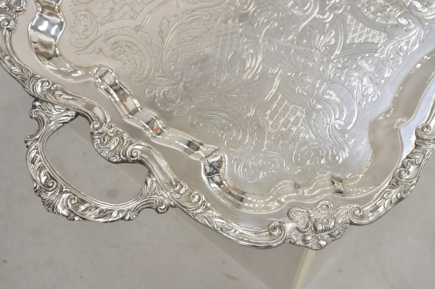 Vintage Sheridan Large Ornate Silver Plated Victorian Style Serving Platter Tray