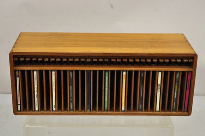 Vintage Kalmar Teak Wood Mid Century Modern 30 Slot CD Rack Holder Organizer (B)