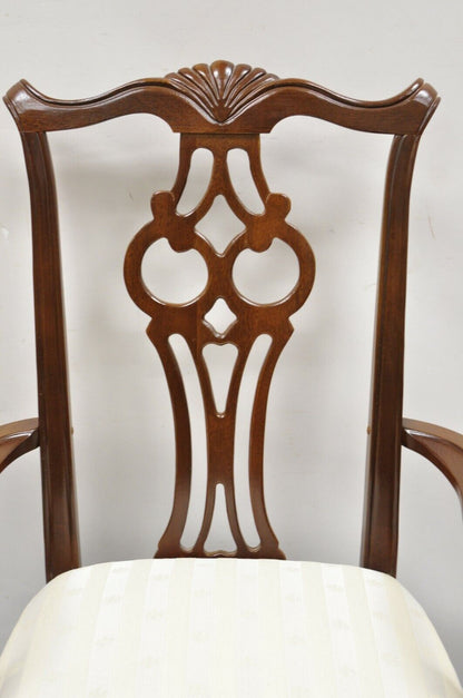 Vintage American Drew Cherry Wood Chippendale Style Dining Chairs - Set of 6