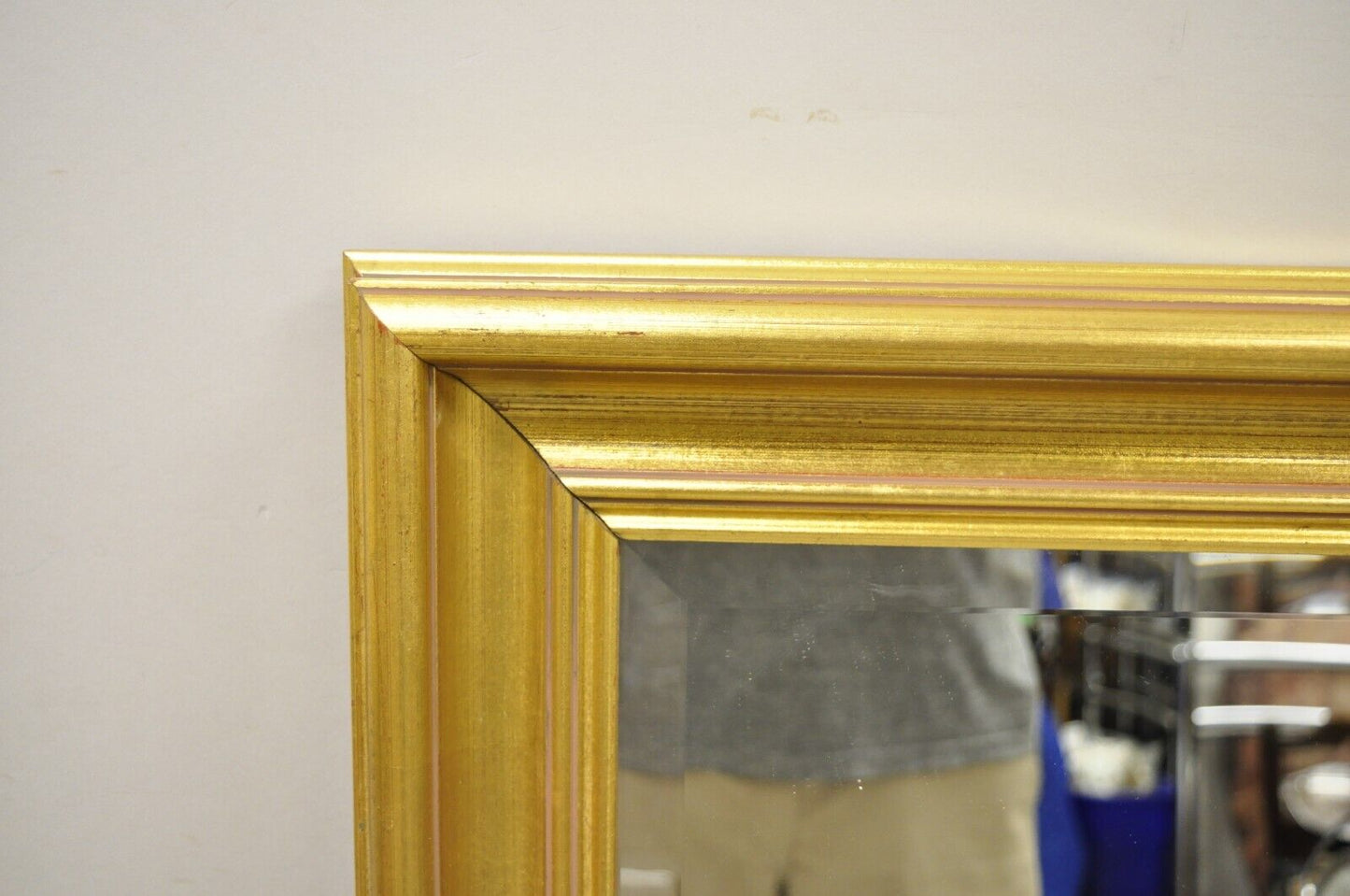 Vintage French Style Wood Frame Gold Leaf 46" Wall Mirror