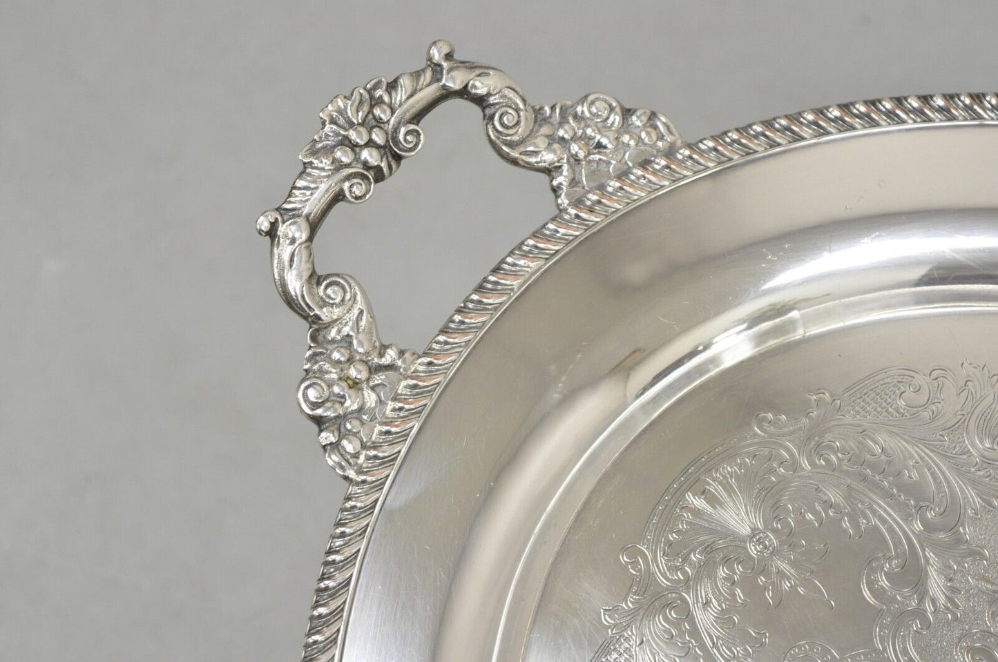 Vtg English Victorian Large Oval Silver Plated Serving Platter Tray by Victoria