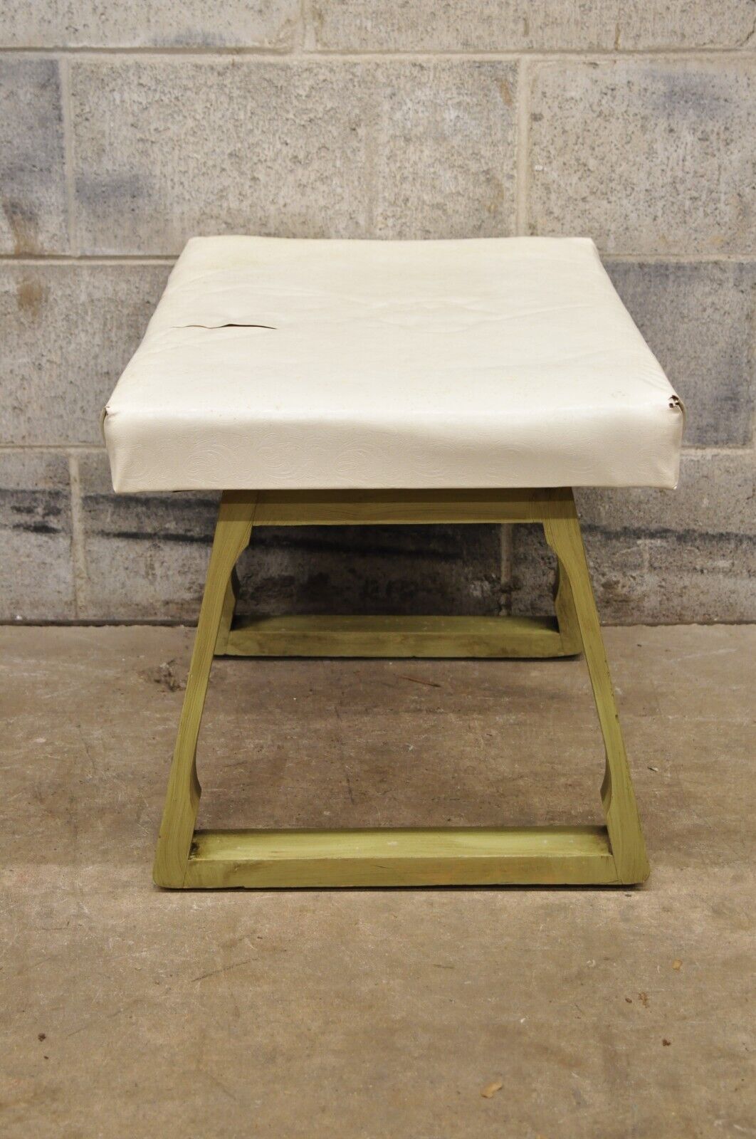 Vintage Mid Century Modern Green Painted Art Deco Vanity Bench