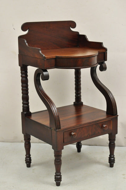 Antique American Empire Mahogany Washstand Nightstand Bedside Table