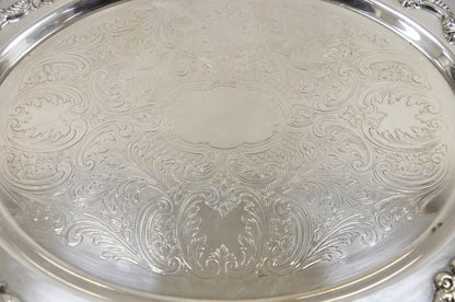 Vtg Sheffield English Victorian Style Silver Plated Oval Serving Platter Tray