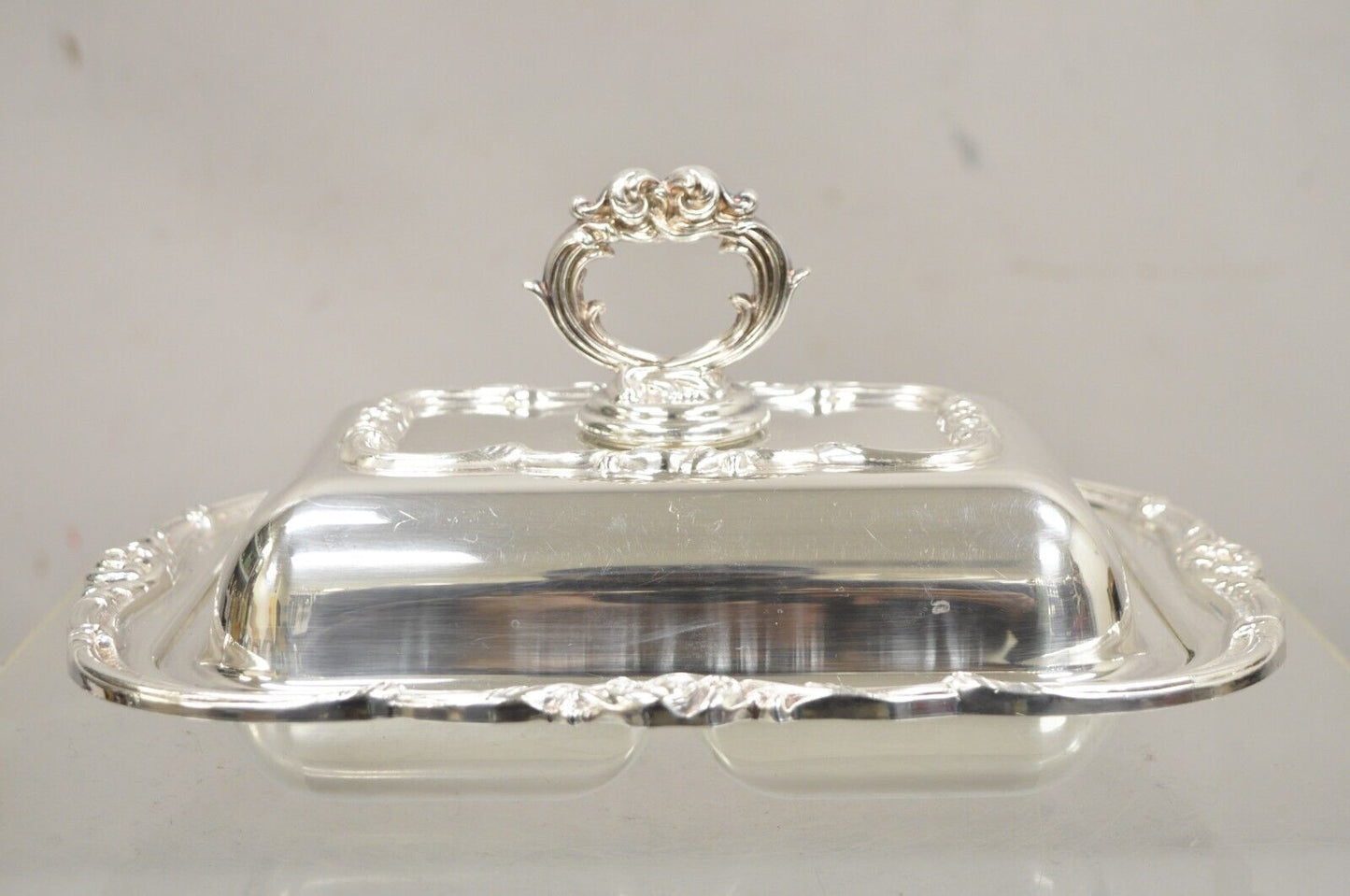 Vintage English Silver Mfg Co Silver Plated Covered Twin Serving Platter Dish