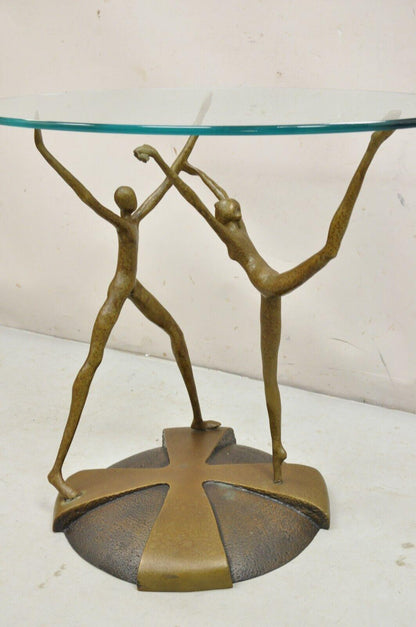 Vintage Jim Jeffries Bronze Dancers Ballerina Sculpture Console Side Table